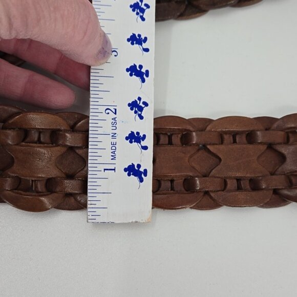 Hollister of California Genuine Leather Women Belt Brown Braided Oval Buckle - Picture 7 of 7